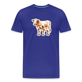 Kuhliebe – Mutter und Kalb - Männer Premium Bio T-Shirt - Königsblau - Vorne - Damien (186cm)