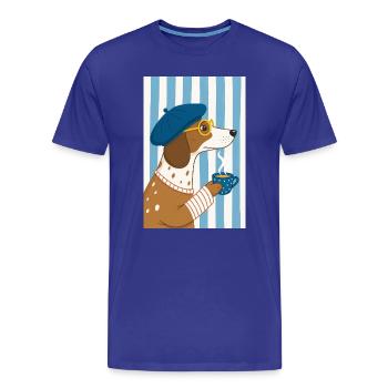 Schicker Hundekaffee und Baskenmütze - Männer Premium Bio T-Shirt - Königsblau - Vorne - Damien (186cm)