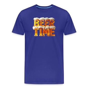Beer Time – 3D Bierglas-Buchstaben mit Schaum - Männer Premium Bio T-Shirt - Königsblau - Vorne - Damien (186cm)