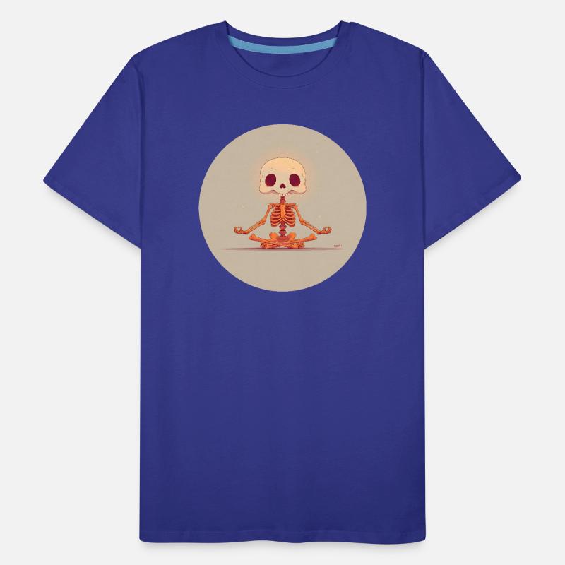 Skeleton Meditation Pose in Orange Men's Premium Organic T-Shirt