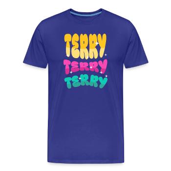 Logo en éponge à trois mots - T-shirt bio Premium Homme - bleu roi - Devant - Damien (186cm)