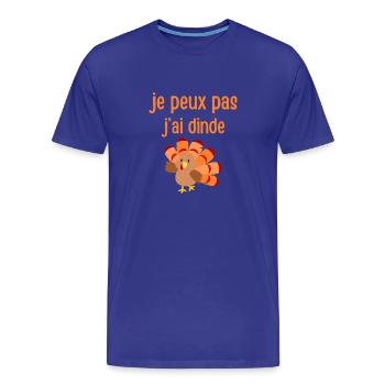 Dinde et excuse humoristique - T-shirt bio Premium Homme - bleu roi - Devant - Damien (186cm)