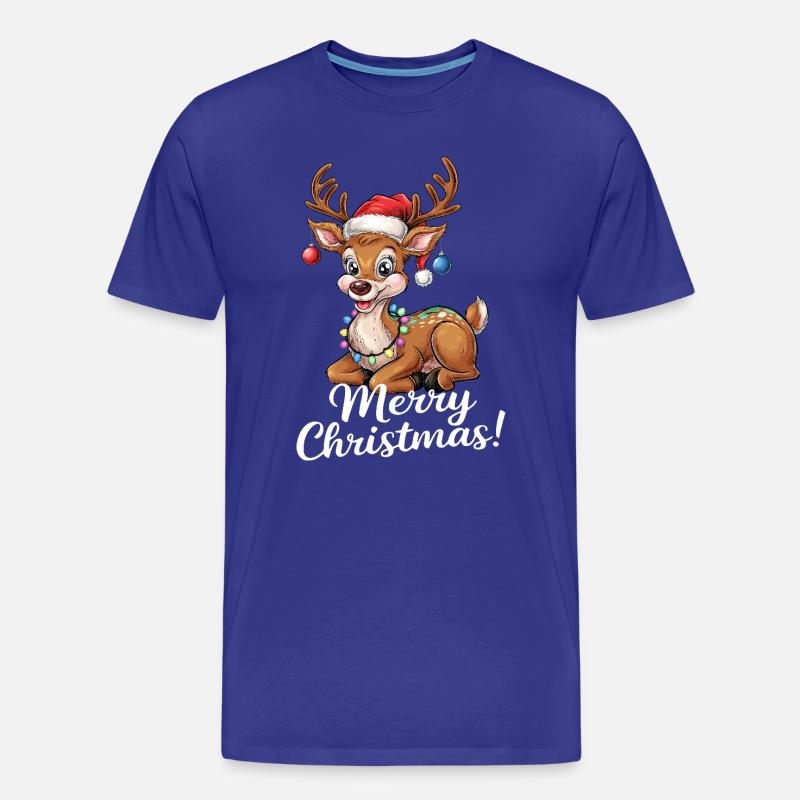 Rentier Weihnachtspullover Merry Christmas lustig - Männer Premium Bio T-Shirt - Königsblau