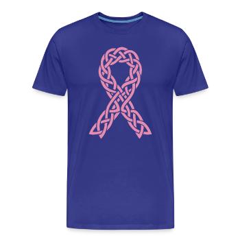 Ruban Anticancer Celtique Rose  - T-shirt bio Premium Homme - bleu roi - Devant - Damien (186cm)