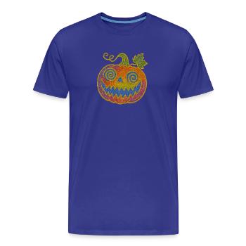 Psychedelischer Halloween Kürbis - Männer Premium Bio T-Shirt - Königsblau - Vorne - Damien (186cm)
