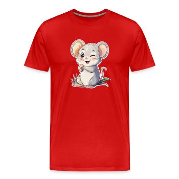 Maus - Männer Premium Bio T-Shirt - Rot - Vorne - Damien (186cm)