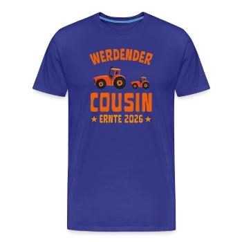 Werdender Cousin Ernte 2026 Traktor - Männer Premium Bio T-Shirt - Königsblau - Vorne - Damien (186cm)