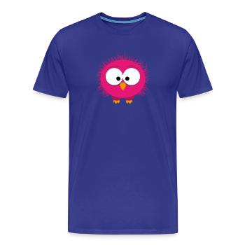 Fluffy Pink Bird Portrait - Men's Premium Organic T-Shirt - royal blue - Front - Damien (186cm)