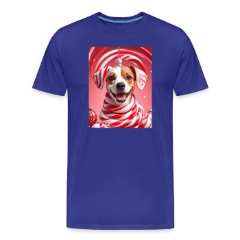 Chien canne à sucre de Noël - T-shirt bio Premium Homme - bleu roi - Devant - Damien (186cm)