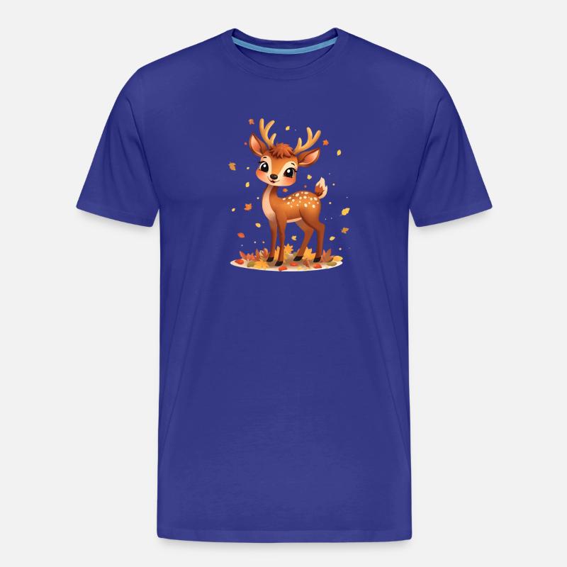 Rehkitz im Herbstlicht und fallenden Blättern - Männer Premium Bio T-Shirt - Königsblau