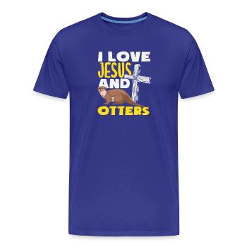 Jesus Seeotter Cartoon - Männer Premium Bio T-Shirt - Königsblau - Vorne - Damien (186cm)