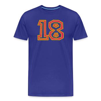 18. 18 ANS. 18e ANNIVERSAIRE. ANNIVERSAIRE 18 ANS. - T-shirt bio Premium Homme - bleu roi - Devant - Damien (186cm)