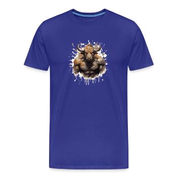 Bison Muskeln Bodybuilding Beast - Männer Premium Bio T-Shirt - Königsblau - Vorne - Damien (186cm)
