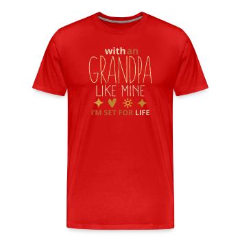With a Grandpa Like Mine I’m Set for Life - Men's Premium Organic T-Shirt - red - Front - Damien (186cm)
