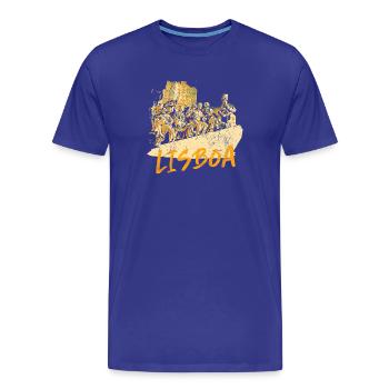 Monument Découvertes Lisbonne illustration ocre - T-shirt bio Premium Homme - bleu roi - Devant - Damien (186cm)