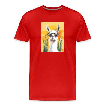 lama - Men's Premium Organic T-Shirt - red - Front - Damien (186cm)