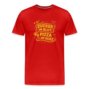Sugar in the blood, pizza in the heart - pizza lovers - Men's Premium Organic T-Shirt - red - Front - Damien (186cm)