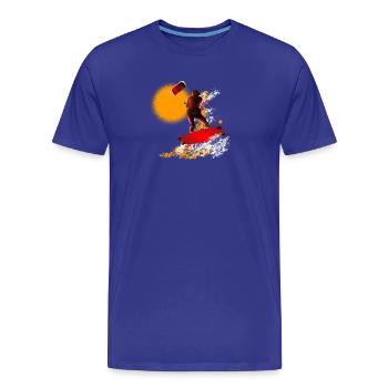 Kite Surfer Color Explosion Print - Men's Premium Organic T-Shirt - royal blue - Front - Damien (186cm)