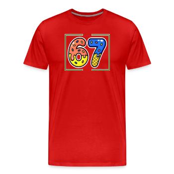 Siebenundsechzig, 67, 6, 7 - Männer Premium Bio T-Shirt - Rot - Vorne - Damien (186cm)