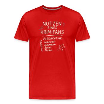 Notizen eines Krimifans – Lustiges True Crime Shir - Männer Premium Bio T-Shirt - Rot - Vorne - Damien (186cm)