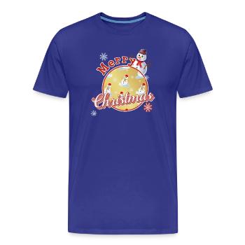 Merry Christmas English with Snowmen - Men's Premium Organic T-Shirt - royal blue - Front - Damien (186cm)