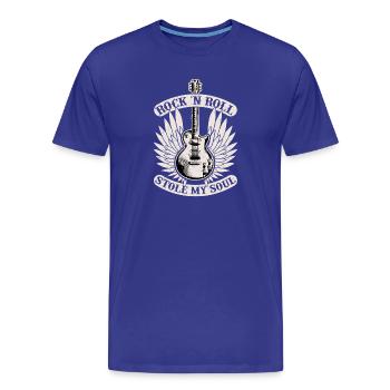 Rock 'n Roll Stole My Soul Rock Band Guitar Music - Männer Premium Bio T-Shirt - Königsblau - Vorne - Damien (186cm)