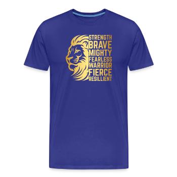 Grunge Lion | Strength, Courage & Style - Men's Premium Organic T-Shirt - royal blue - Front - Damien (186cm)