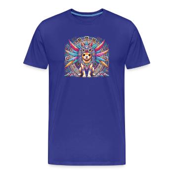Aztekischer Hund mit Federn - Männer Premium Bio T-Shirt - Königsblau - Vorne - Damien (186cm)