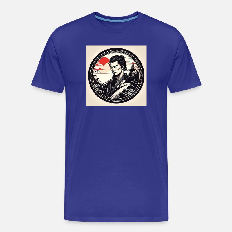 Samurai in circle frame sunset - Men's Premium Organic T-Shirt - royal blue