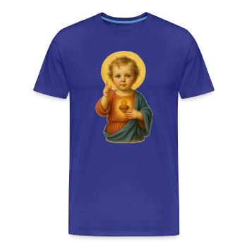 Saint Enfant au Cœur Radieux - T-shirt bio Premium Homme - bleu roi - Devant - Damien (186cm)