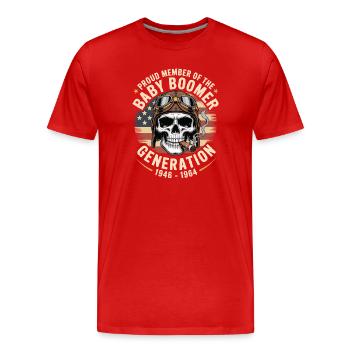 Pilote de crâne de baby-boomer 1948-1964 - T-shirt bio Premium Homme - rouge - Devant - Damien (186cm)
