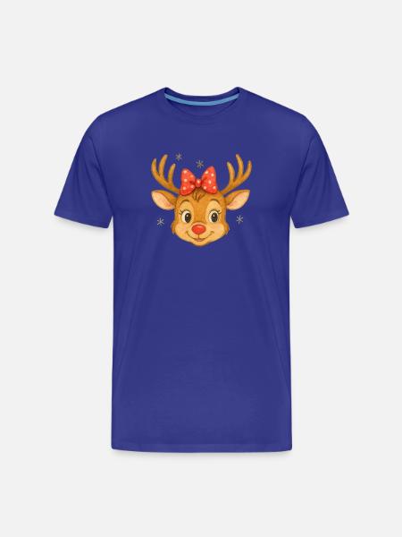 Reindeer head with red ribbon - Men's Premium Organic T-Shirt - royal blue