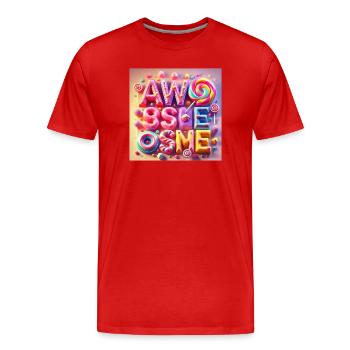 Lettrage de bonbon génial - T-shirt bio Premium Homme - rouge - Devant - Damien (186cm)