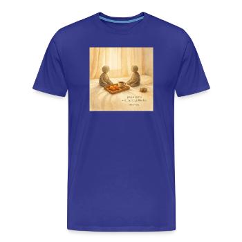 Plateau de petit-déjeuner Morning Peace - T-shirt bio Premium Homme - bleu roi - Devant - Damien (186cm)