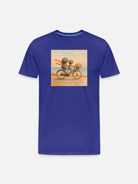 Love Moves on a Stone Bicycle - Men's Premium Organic T-Shirt - royal blue