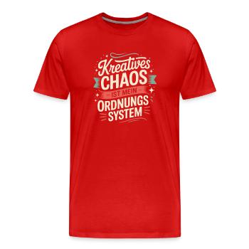 Creative chaos is my system of order - Men's Premium Organic T-Shirt - red - Front - Damien (186cm)