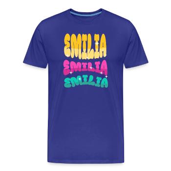 Emilia  - Männer Premium Bio T-Shirt - Königsblau - Vorne - Damien (186cm)