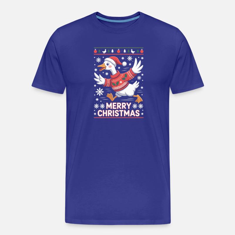 Weihnachtsgans im Pullover - Männer Premium Bio T-Shirt - Königsblau