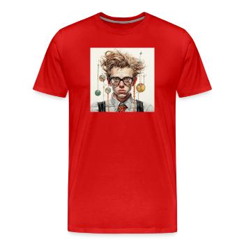 Kinetic portrait with hanging spheres tangled hair - Men's Premium Organic T-Shirt - red - Front - Damien (186cm)
