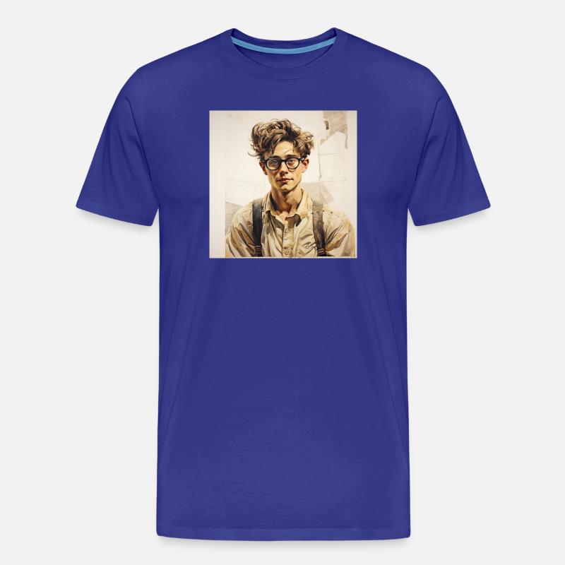 Lässig Lernender Portrait mit Brille - Männer Premium Bio T-Shirt - Königsblau