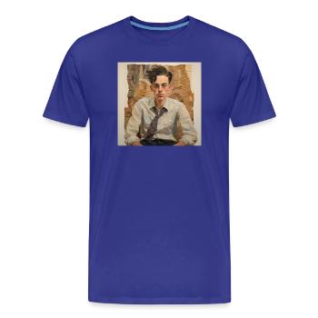Patchwork Portrait Vintage - T-shirt bio Premium Homme - bleu roi - Devant - Damien (186cm)