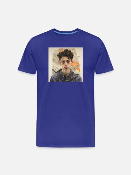 Zerzaustes Haarporträt im Patchwork - Männer Premium Bio T-Shirt - Königsblau