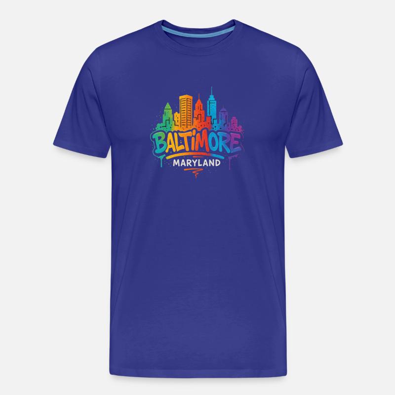 Baltimore Skyline Graffiti - Männer Premium Bio T-Shirt - Königsblau