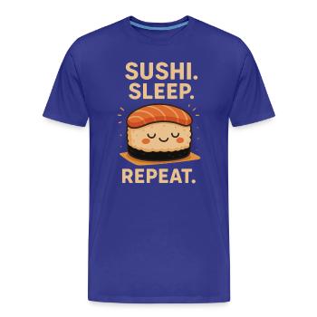 Sushi Sleep Repeat – Lustiges Kawaii Design - Männer Premium Bio T-Shirt - Königsblau - Vorne - Damien (186cm)