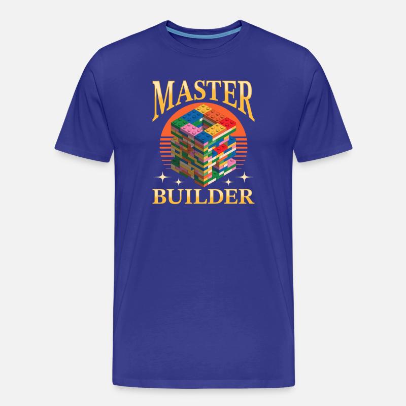 Blocs de construction Enfants Brick Builder - T-shirt bio Premium Homme - bleu roi
