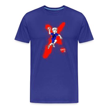 Handball Junge im Sprung - Männer Premium Bio T-Shirt - Königsblau - Vorne - Damien (186cm)