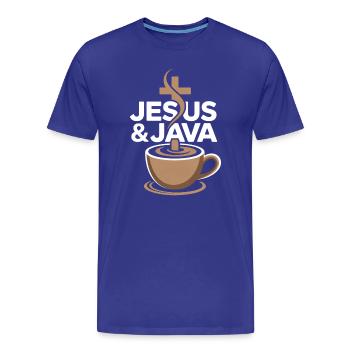 Inspiration et café avec Jésus et Java - T-shirt bio Premium Homme - bleu roi - Devant - Damien (186cm)