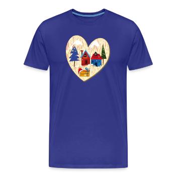 Village d’hiver avec maisons - T-shirt bio Premium Homme - bleu roi - Devant - Damien (186cm)