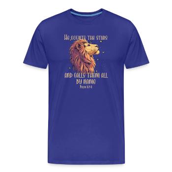 Löwe Bibelvers Christlich - Männer Premium Bio T-Shirt - Königsblau - Vorne - Damien (186cm)