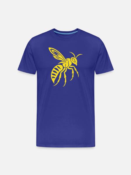 Yellow wasp silhouette on black - Men's Premium Organic T-Shirt - royal blue